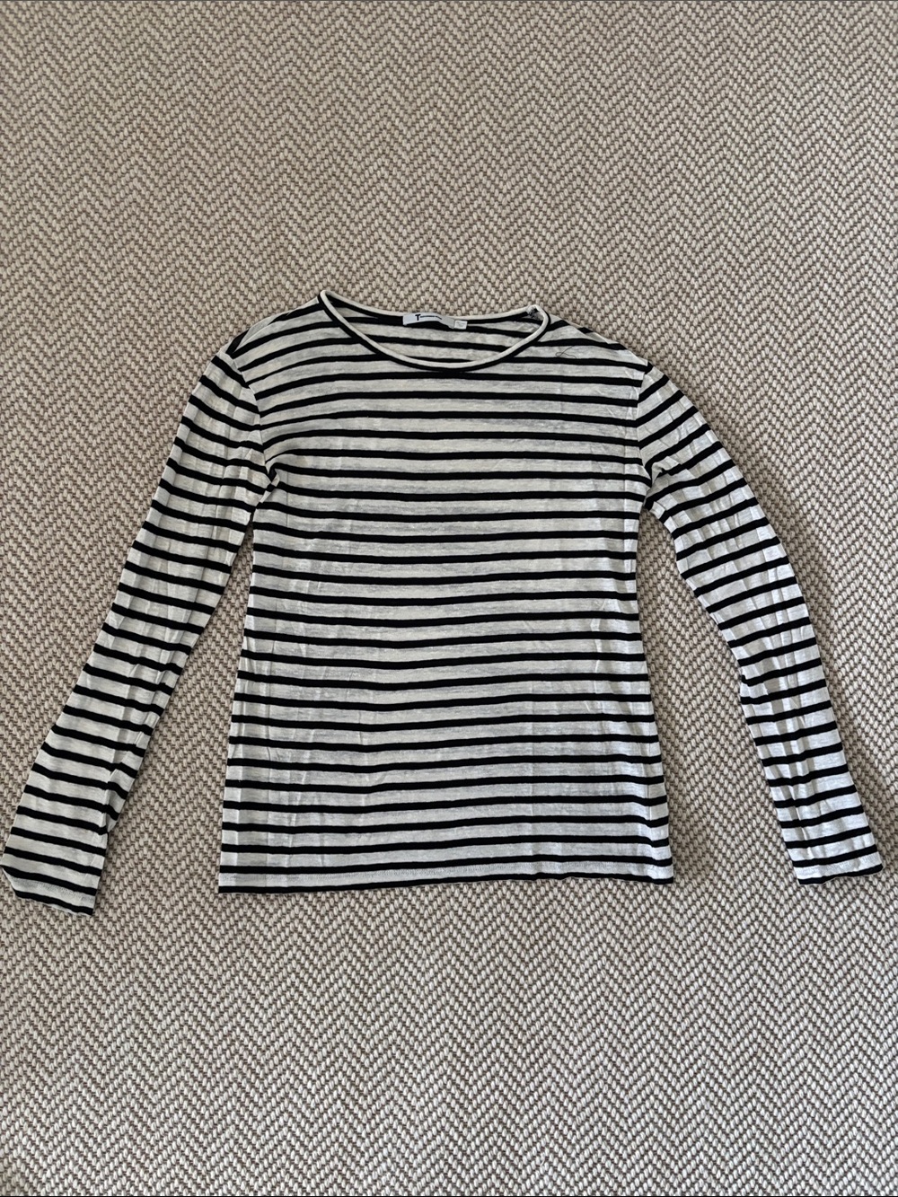 T by Alexander Wang Black and White Striped Long Sleeve Tee